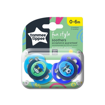 Tommee Tippee Fun Style Πιπίλες Σιλικόνης 0-6m Μπλε 2 Τεμάχια (43335702)